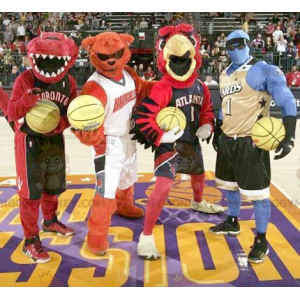 4 BIGGYMONKEY™s mascot: a dinosaur a bear a bird and a blue man